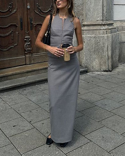 Cara | Geraffineerd vest en rok tweedelige set