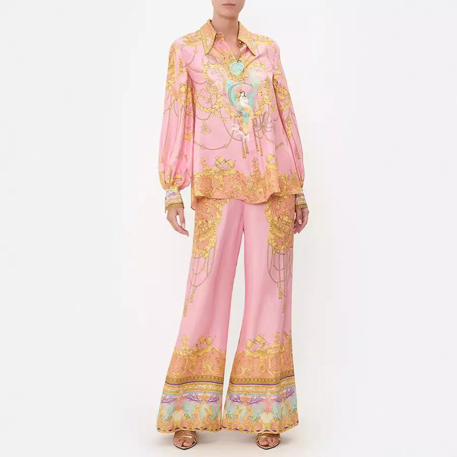 Freda | Elegante overhemd- en broeksset met print
