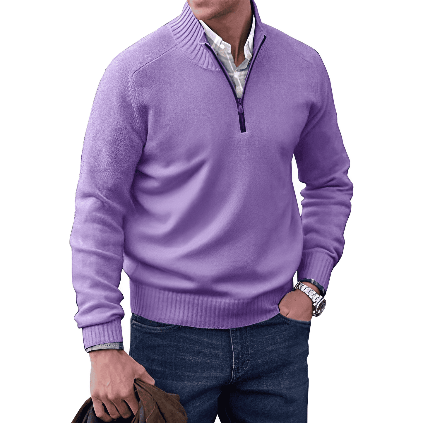 Olan | Elegante Kasjmier Trui met Kwartrits
