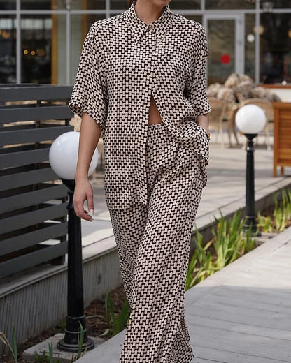 Malina | Bedrukte casual set met korte mouwen