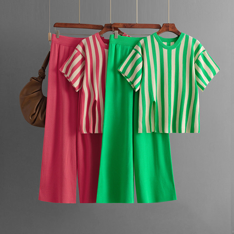 Ruth | Casual verticale streep top & broek set