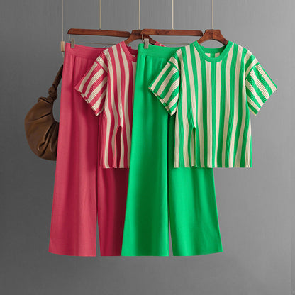 Ruth | Casual verticale streep top & broek set