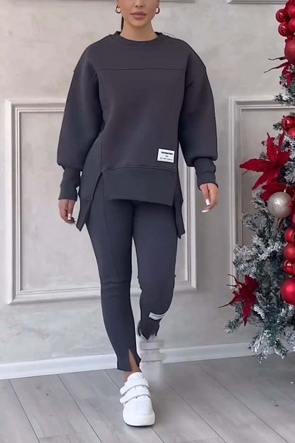 Verda | Casual elegante oversized trui en leggingset met splitjes