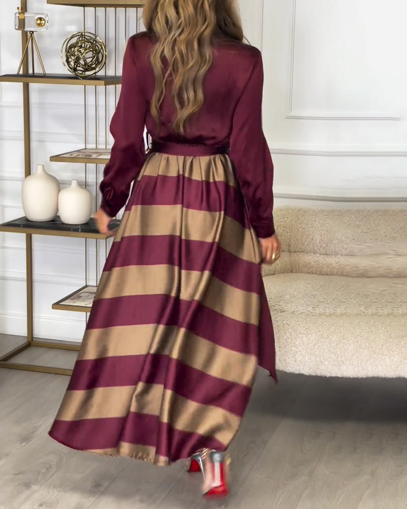 Ishika | Elegant satijnen shirt & losse rok tweedelige set
