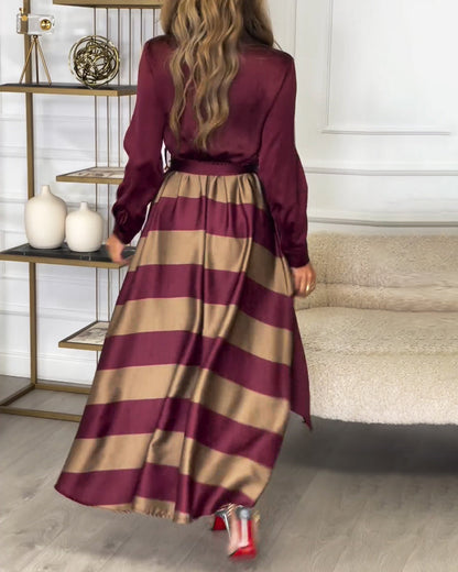Ishika | Elegant satijnen shirt & losse rok tweedelige set