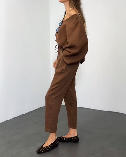 Elina | Casual V-hals top & broek set