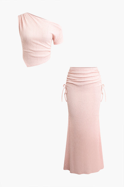 Vianca | Asymmetrische Textuur Top en Rok Set