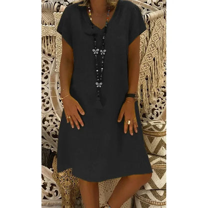Casual V-Hals Midi-Jurk