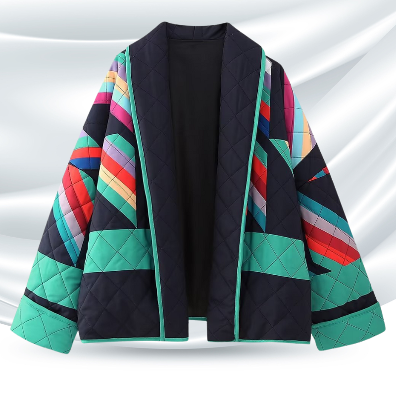 VivaWear | Vintage Loose Multicolour Jas voor een Retro Look