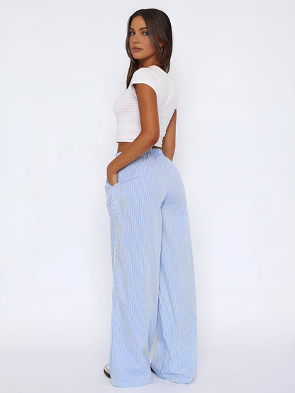 Yvette - Gestreepte Oversized Lange Broek voor Dames