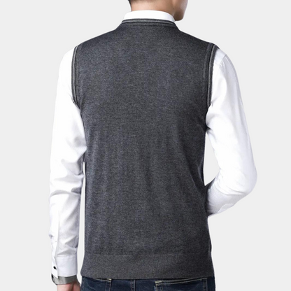 Rurik | Retro v-hals gebreid mouwloos vest