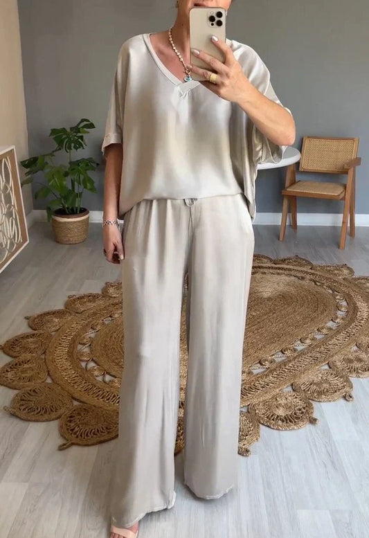 Roxana | Elegant satijnen casual 2-delige set
