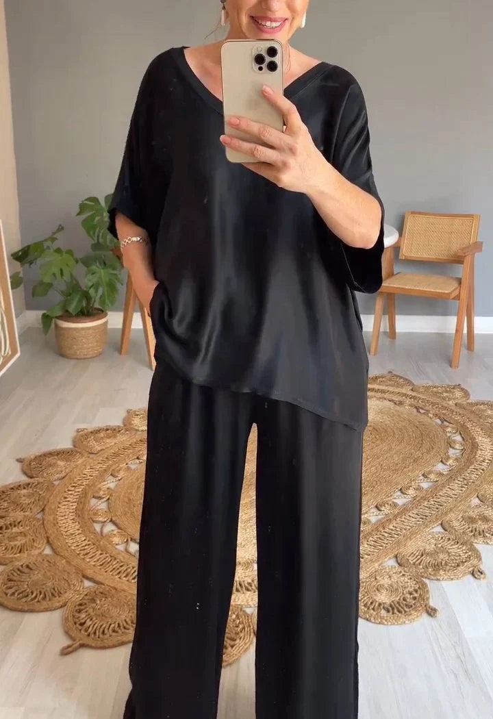 Roxana | Elegant satijnen casual 2-delige set