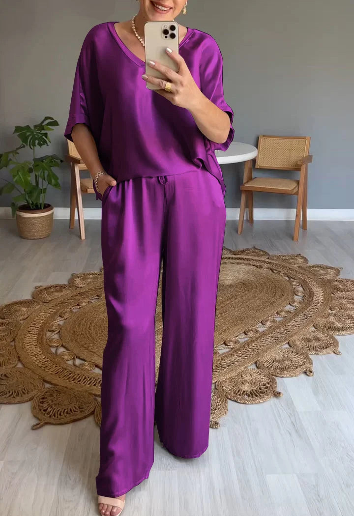 Roxana | Elegant satijnen casual 2-delige set