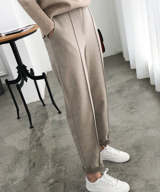 Shannon - Stijlvolle Winter Khaki Potloodbroek voor Vrouwen