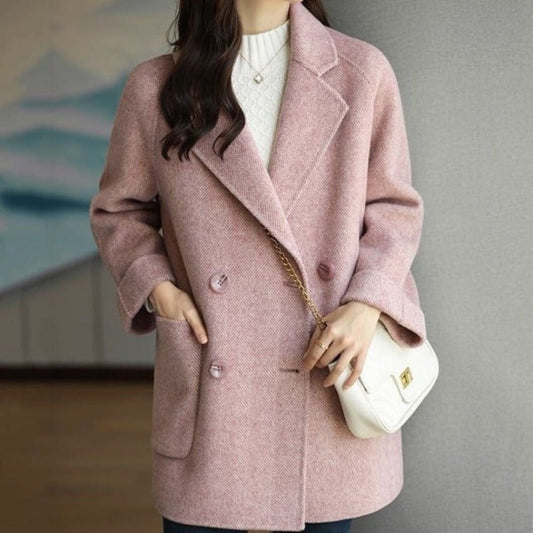 Jenna klassieke dubbelknopige houndstooth damesjas