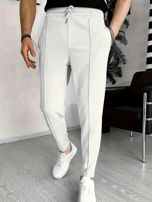 Lars - Stijlvolle Waffle Print Broek voor Mannen