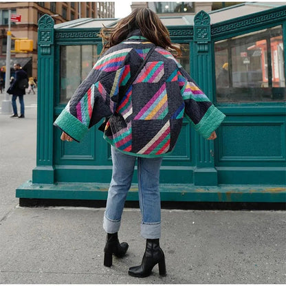VivaWear | Vintage Loose Multicolour Jas voor een Retro Look