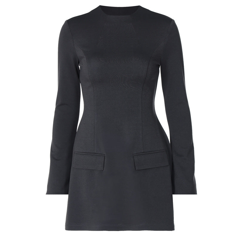 Trendy Lange Mouwen met Sexy Taille-Afsnijdende Veelzijdige Mini Jurk