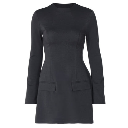Trendy Lange Mouwen met Sexy Taille-Afsnijdende Veelzijdige Mini Jurk