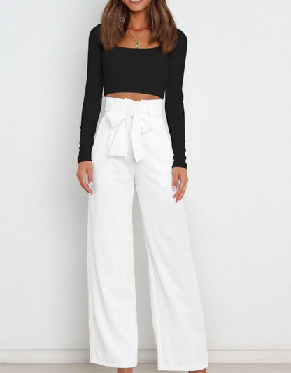 Samantha - Trendy Broek met Knoopsluiting en Wijde Broekspijpen voor Vrouwen