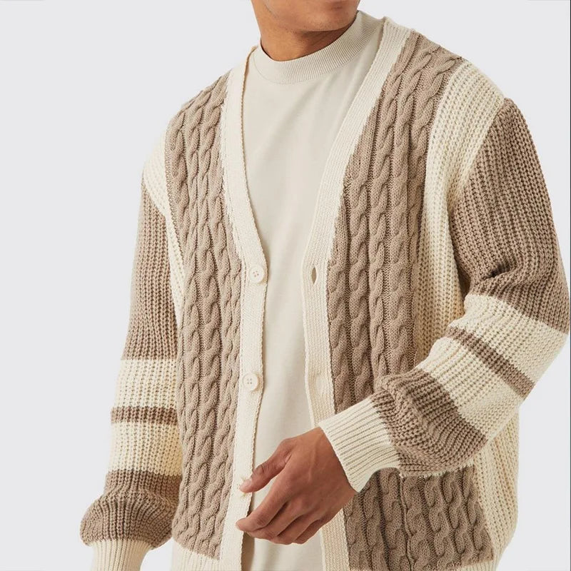 Drago | Elegant kabelgebreid vest met kleurcontrast