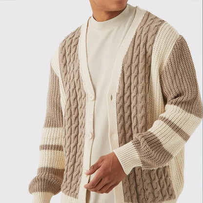 Drago | Elegant kabelgebreid vest met kleurcontrast