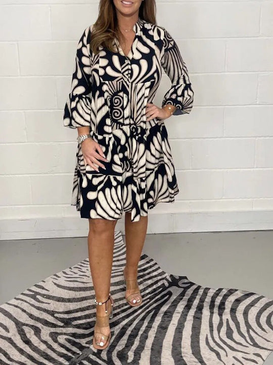 Swing Midi Jurk met Bloemenprint