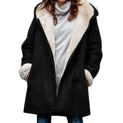 Lina | Fleece-gevoerde Wintermantel met Kap en Stijlvolle Details