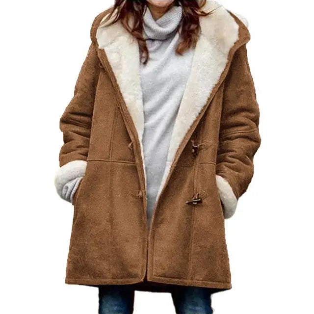 Lina | Fleece-gevoerde Wintermantel met Kap en Stijlvolle Details