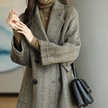 Jenna klassieke dubbelknopige houndstooth damesjas