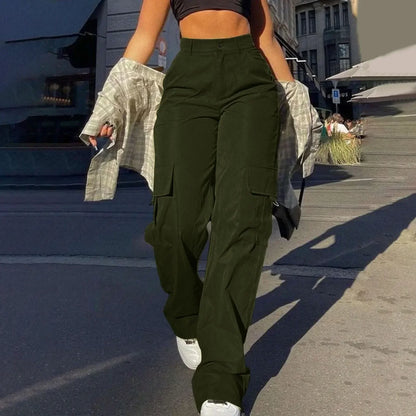 Jade - Streetwear Lente Cargo Broek High Waist voor Vrouwen