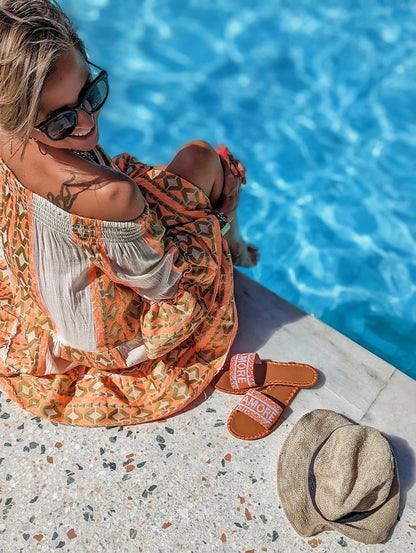 Mini Jurk met Etnische Print en Off-Shoulder