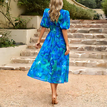 Elegante Feestjurk Met Meshprint