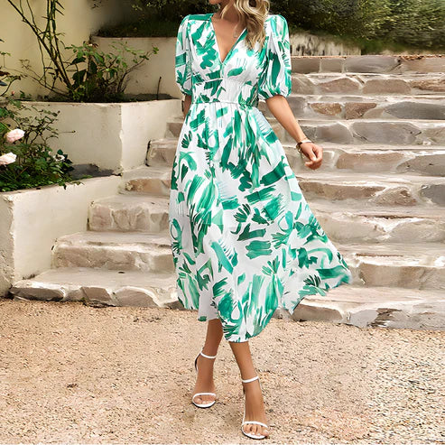Elegante Feestjurk Met Meshprint