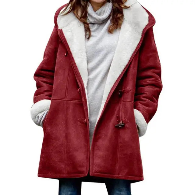 Lina | Fleece-gevoerde Wintermantel met Kap en Stijlvolle Details