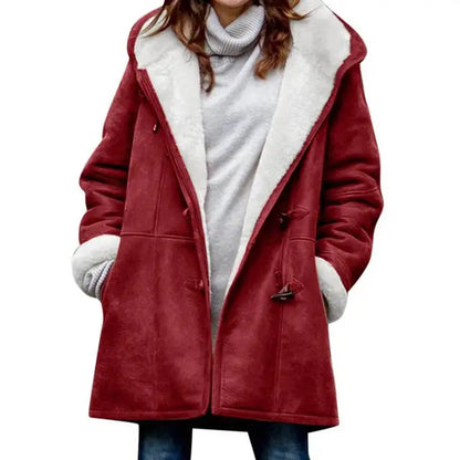 Lina | Fleece-gevoerde Wintermantel met Kap en Stijlvolle Details