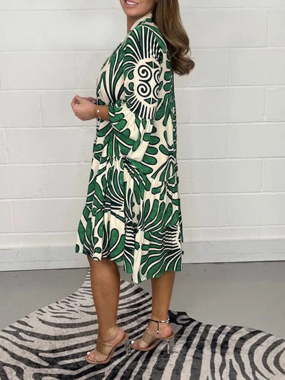 Swing Midi Jurk met Bloemenprint