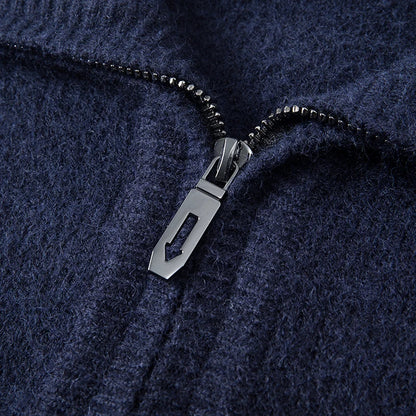 Octavian | Elegante zakelijke trui met halve rits en omgeslagen kraag