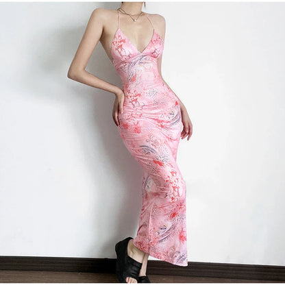 Vlinder Halter Rugloze Slimme Print Jurk