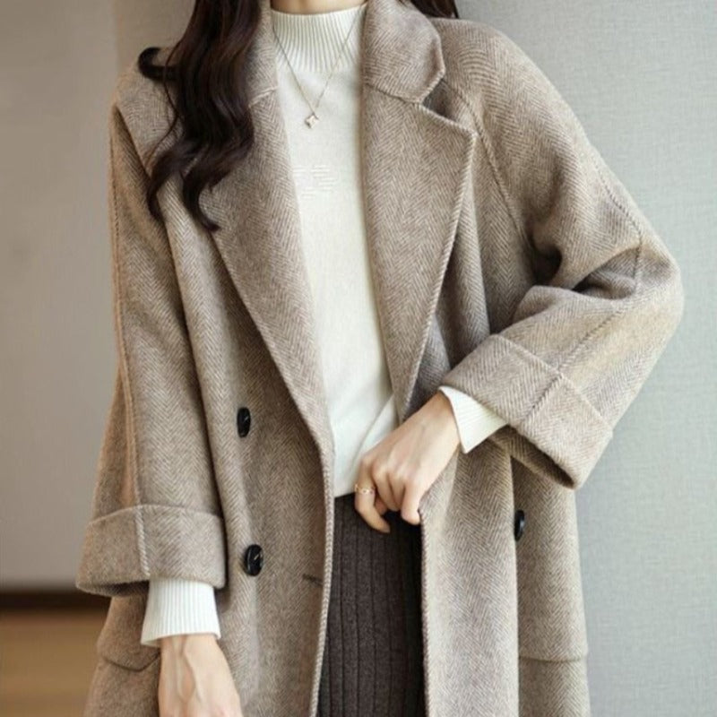 Jenna klassieke dubbelknopige houndstooth damesjas