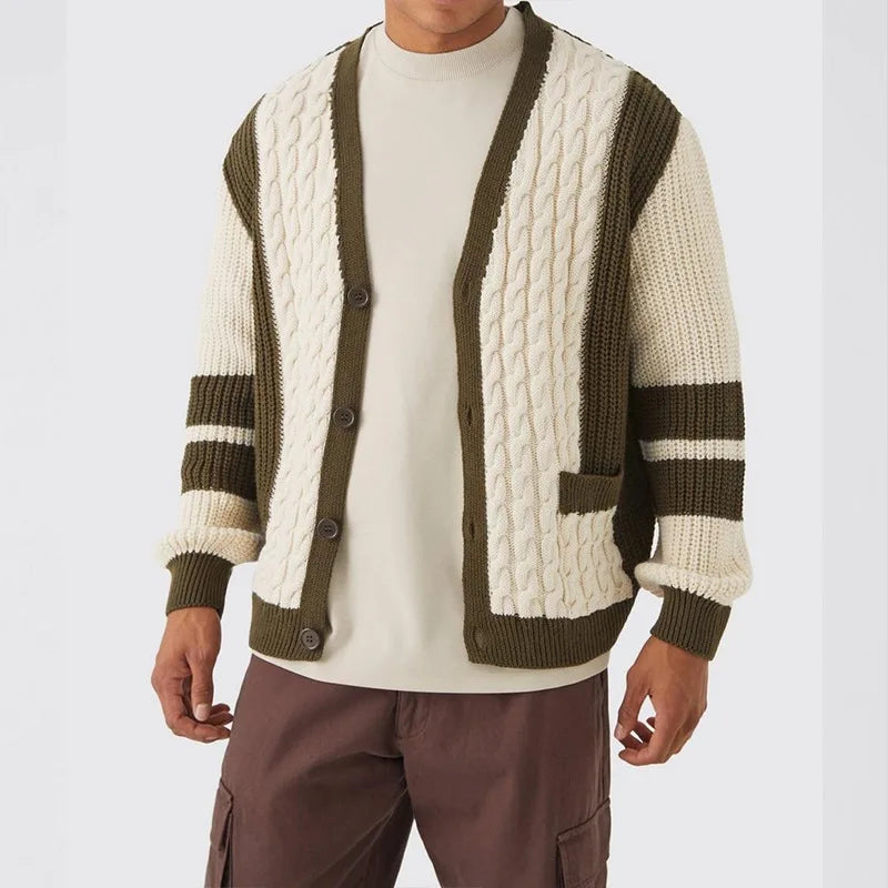 Drago | Elegant kabelgebreid vest met kleurcontrast