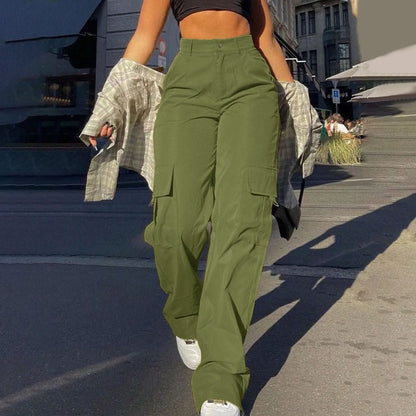 Jade - Streetwear Lente Cargo Broek High Waist voor Vrouwen