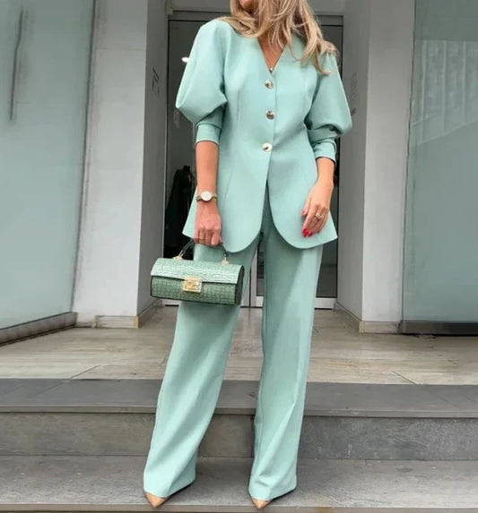 Jennie | Elegante blazer & broek met rechte pijpen