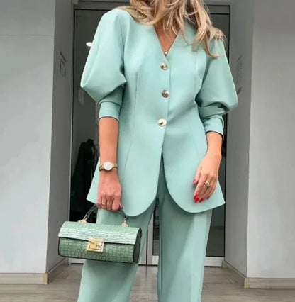 Jennie | Elegante blazer & broek met rechte pijpen