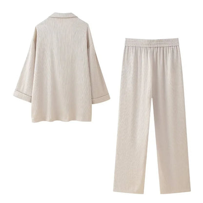Sunita | Elegante blazer en broek met kreukeffect