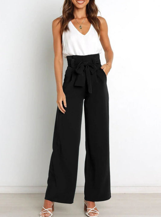 Samantha - Trendy Broek met Knoopsluiting en Wijde Broekspijpen voor Vrouwen