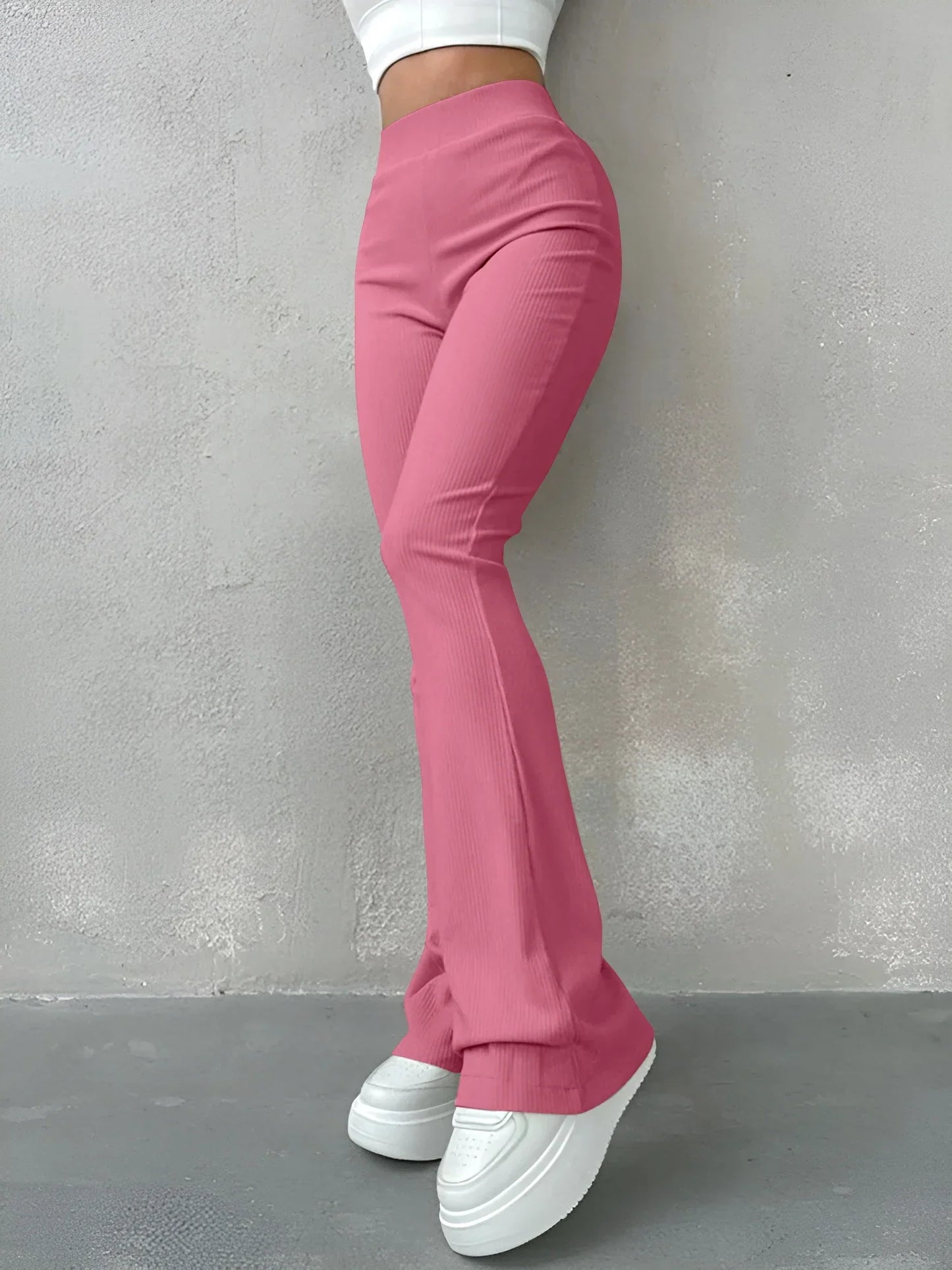 Kendall - Chique Herfst Geribbelde Flared Broek voor Vrouwen