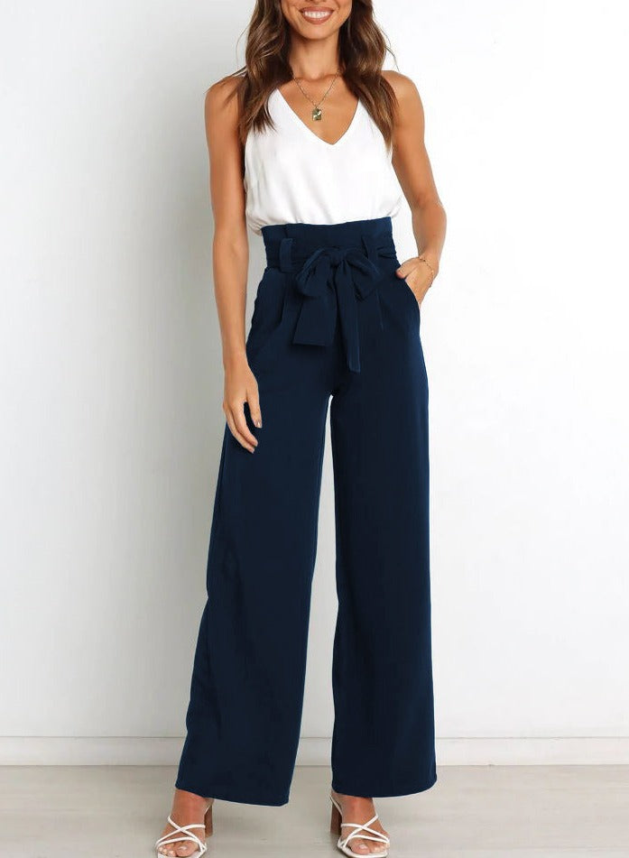 Samantha - Trendy Broek met Knoopsluiting en Wijde Broekspijpen voor Vrouwen