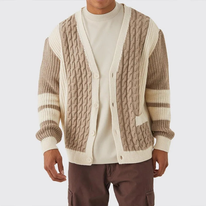 Drago | Elegant kabelgebreid vest met kleurcontrast